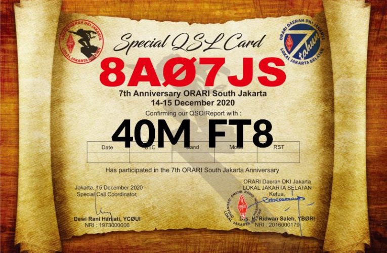 QSL Special Call HUT Ke-7 ORARI Lokal Jakarta Selatan – 40M FT8